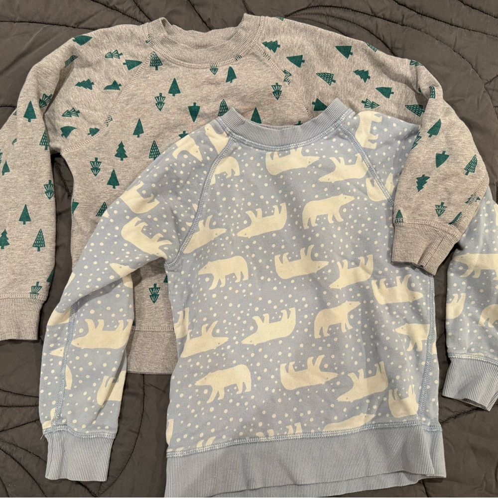 HANNA ANDERSON Kids Polar Bear and Tree Print Sweatshirts. 6-7 size.